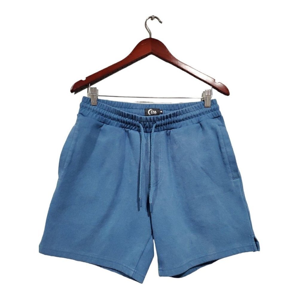 Zyia Active Men's Blue Knit Shorts Drawstring Pockets Casual Comfort Sz M